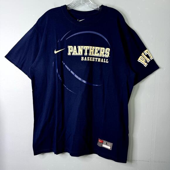 Nike Pitt Panthers Basketball Loose Fit Blue Gold Short Sleeve T-Shirt Mens Sz L - Picture 1 of 9